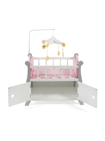 Bayer CHIC 2000 Puppenbett mit Mobile in Grau/ Weiß/ Rosa - ab 3 Jahren