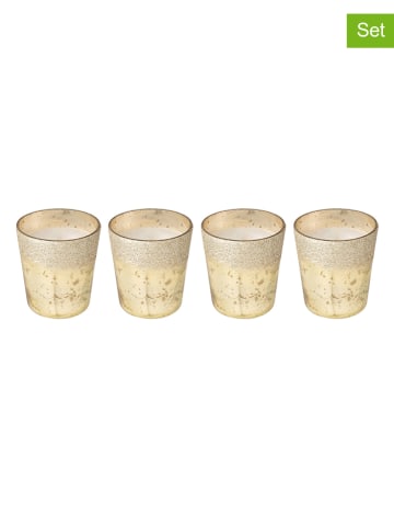 J Line 4-delige set: geurkaarsen "M-Chick" goudkleurig - 4x 105 g