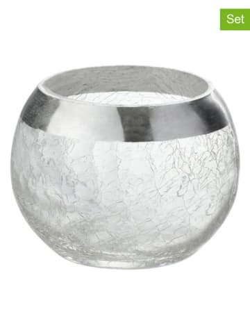 J Line 2er-Set: Windlichter in Transparent/ Silber - (H)8,5 x Ø 10 cm