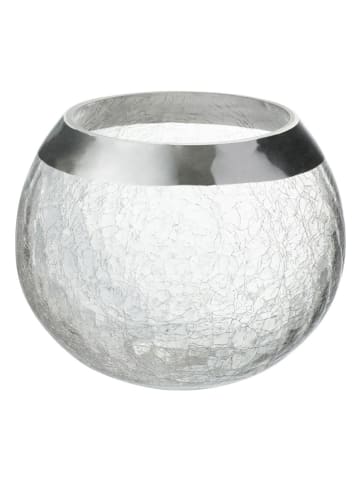J Line Windlicht tranparant/zilverkleurig - (H)12,5 x Ø 15,5 cm