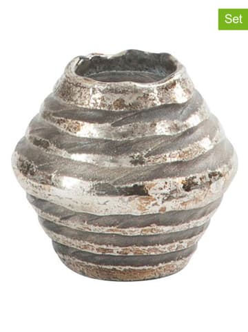 J Line 2er-Set: Kerzenhalter in Silber - (H)9 x Ø 10 cm