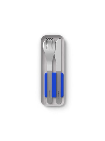 Monbento 4tlg. Set: Besteck in Silber/ Blau