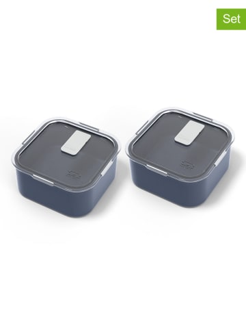 Monbento 2-delige set: snackboxen donkerblauw/transparant - (B)9,9 x (H)9,9 cm