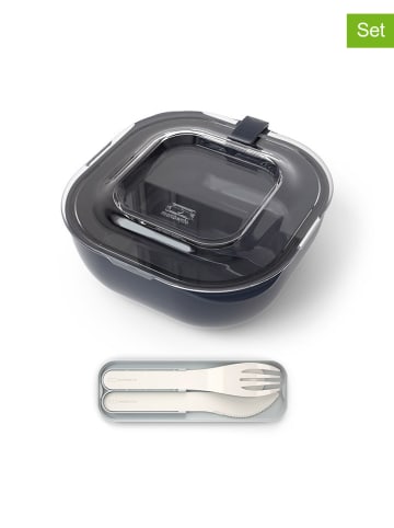 Monbento 5tlg. Lunch-Set in Dunkelblau/ Creme