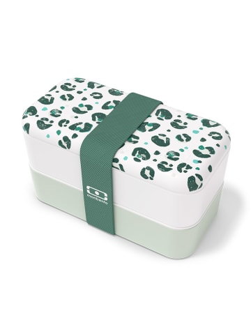 Monbento Pojemnik "Leopard" w kolorze biało-zielonym na lunch - 1 l