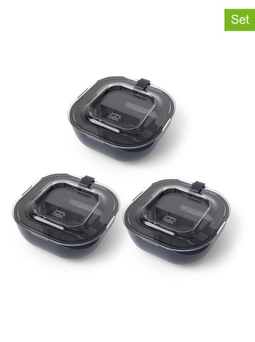Monbento 3er-Set: Lunchboxen "Gourmet" in Dunkelblau/ Transparent - 850 ml