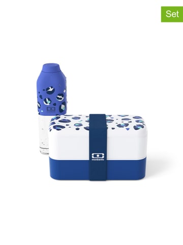 Monbento 2-delige lunchset "Leopard" blauw