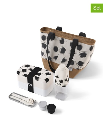 Monbento 9-delige lunchset "Plume" crème/lichtbruin