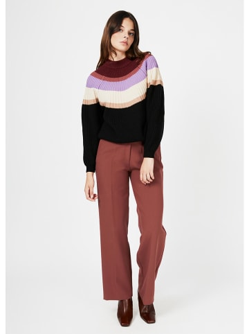 4funkyflavours Pullover in Schwarz/ Bordeaux/ Beige