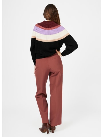 4funkyflavours Pullover in Schwarz/ Bordeaux/ Beige