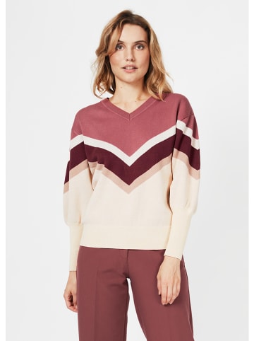 4funkyflavours Sweter w kolorze beżowo-jagodowym