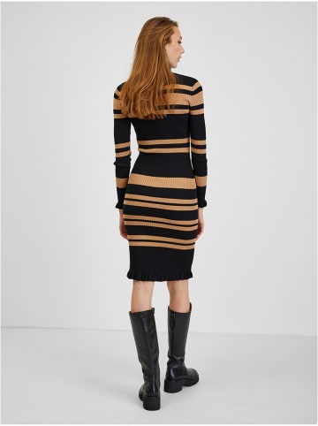 orsay Strickkleid in Beige/ Schwarz