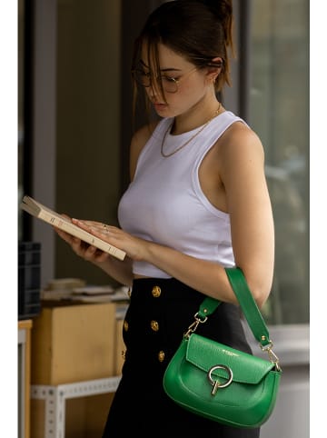 Victor & Hugo Paris Leder-Henkeltasche "Nour" in Grün - (B)20 x (H)14 x (T)5 cm