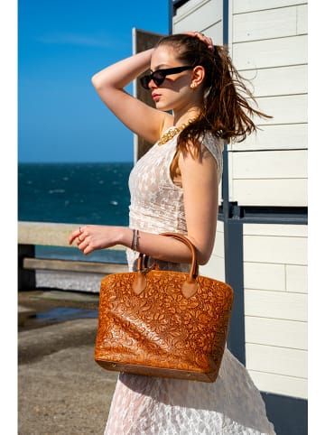 Victor & Hugo Paris Leder-Henkeltasche "Madison" in Hellbraun - (B)38 x (H)27 x (T)15 cm