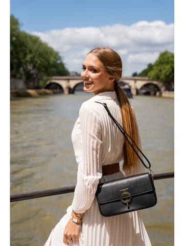 Victor & Hugo Paris Leder-Schultertasche "Diane" in Schwarz - (B)26 x (H)15 x (T)6 cm