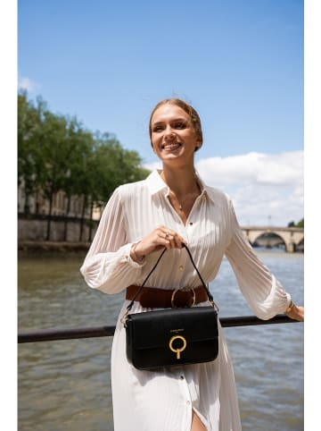Victor & Hugo Paris Leder-Schultertasche "Diane" in Schwarz - (B)26 x (H)15 x (T)6 cm
