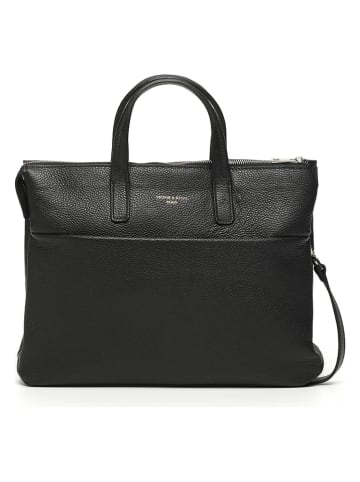 Victor & Hugo Paris Leren handtas "Carlo" zwart - (B)40 x (H)30 x (D)6 cm