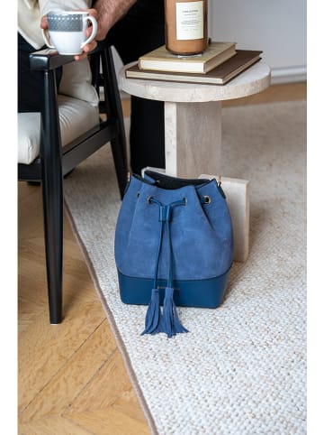 Victor & Hugo Paris Leder-Umhängetasche "Livy" in Dunkelblau - (B)21 x (H)27 x (T)15 cm