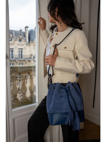 Victor & Hugo Paris Leder-Umhängetasche "Livy" in Dunkelblau - (B)21 x (H)27 x (T)15 cm