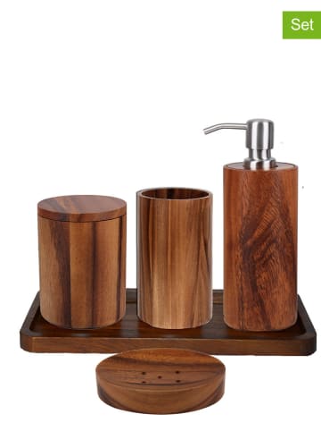 houseproud 5tlg. Badezimmerset "Timber Craft" in Braun