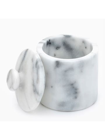 houseproud Kosmetikdose "Gloss Marble" in Grau/ Weiß - (H)13 x Ø 9,5 cm