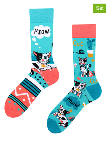TODO SOCKS 2er-Set: Socken in Hellblau/ Orange