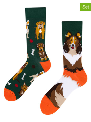 Spox Sox 2er-Set: Socken in Dunkelgrün/ Orange