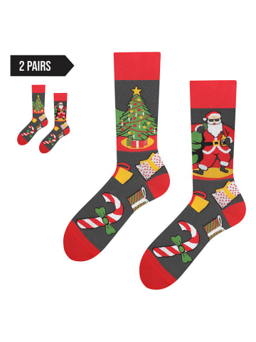 TODO SOCKS Skarpety (2 pary) w kolorze czerwono-zielonym