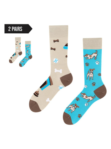 TODO SOCKS 2er-Set: Socken in Beige/ Hellblau