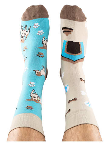 TODO SOCKS Skarpety (2 pary) w kolorze beżowo-błękitnym