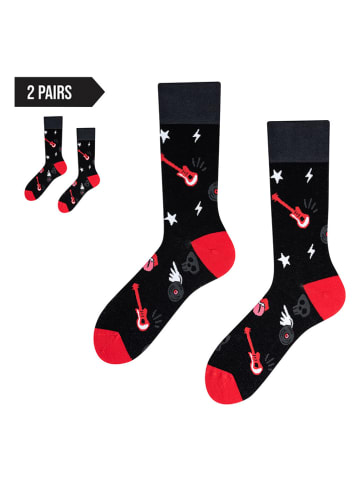 TODO SOCKS Skarpety (2 pary) w kolorze czarno-czerwonym
