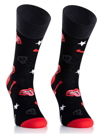TODO SOCKS Skarpety (2 pary) w kolorze czarno-czerwonym