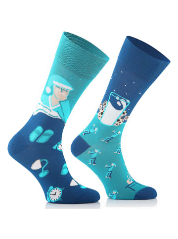 TODO SOCKS Skarpety (2 pary) w kolorze niebiesko-błękitnym
