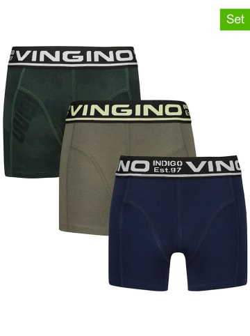 Vingino 3-delige set: boxershorts groen/kaki/donkerblauw