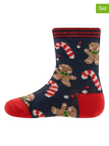 ewers 2er-Set: Socken in Dunkelblau/ Rot
