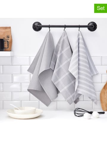 Today 3er-Set: Geschirrtücher "Essential Acier" in Grau - (L)70 x (B)50 cm