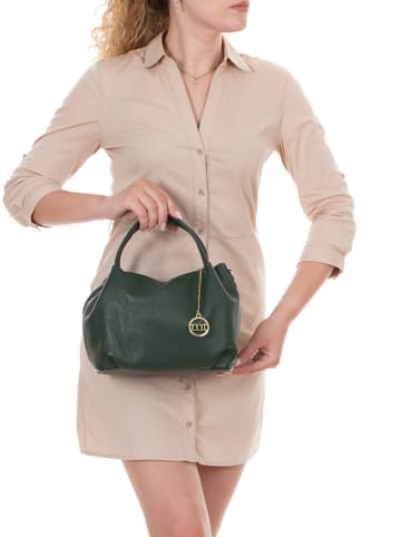 Mia Tomazzi Leder-Henkeltasche "Maggiore" in Dunkelgrün - (B)28 x (H)20 x (T)12 cm