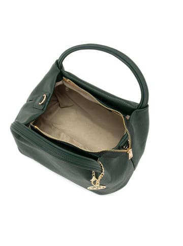 Mia Tomazzi Leder-Henkeltasche "Maggiore" in Dunkelgrün - (B)28 x (H)20 x (T)12 cm