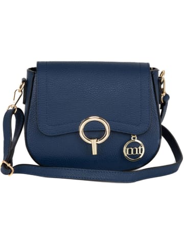 Mia Tomazzi Leren schoudertas "Carracci" donkerblauw - (B)23 x (H)18 x (D)7 cm