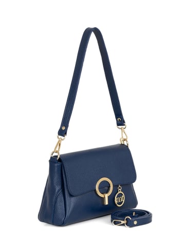 Mia Tomazzi Leren schoudertas "Ciovassino" donkerblauw - (B)26 x (H)18 x (D)10 cm