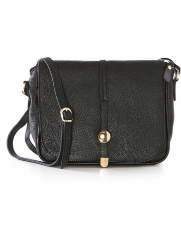 Mia Tomazzi Leder-Umhängetasche "Monte Avella" in Schwarz - (B)25 x (H)23 x (T)7 cm