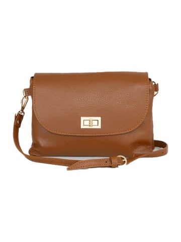 Mia Tomazzi Leren schoudertas "Masaniello" lichtbruin - (B)25 x (H)19 x (D)2 cm