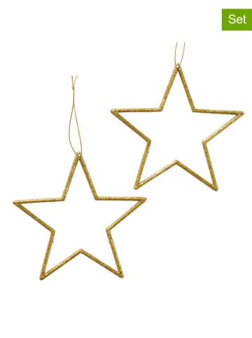 Boltze 2er-Set: Weihnachtsanhänger "Dara" in Gold - Ø 12 cm