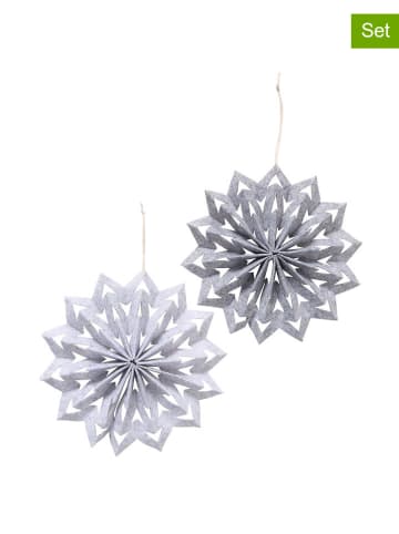 Boltze 2-delige set: decoratieve hangers "Kassio" grijs - Ø 20 cm