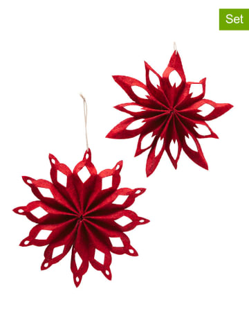 Boltze 2er-Set: Dekoanhänger "Kassio" in Rot - Ø 20 cm