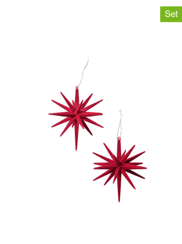 Boltze 2er-Set: Weihnachtsanhänger "Tove" in Rot - Ø 14 cm