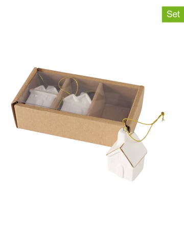 Boltze 3er-Set: Weihnachtsanhänger "Virginie" in Weiß - (B)5 x (H)3,2 cm