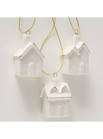 Boltze Zawieszki dekoracyjne (3 szt.) "Virginie" w kolorze białym - 5 x 3,2 cm