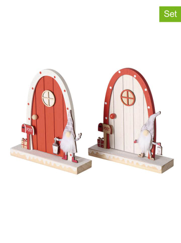 Boltze 2-delige set: decoratieve objecten "Snorre" bruin/wit - (B)18 x (H)20 cm