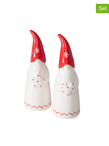 Boltze 2er-Set: Dekofiguren "Bertilo" in Weiß/ Rot - (H)17 cm